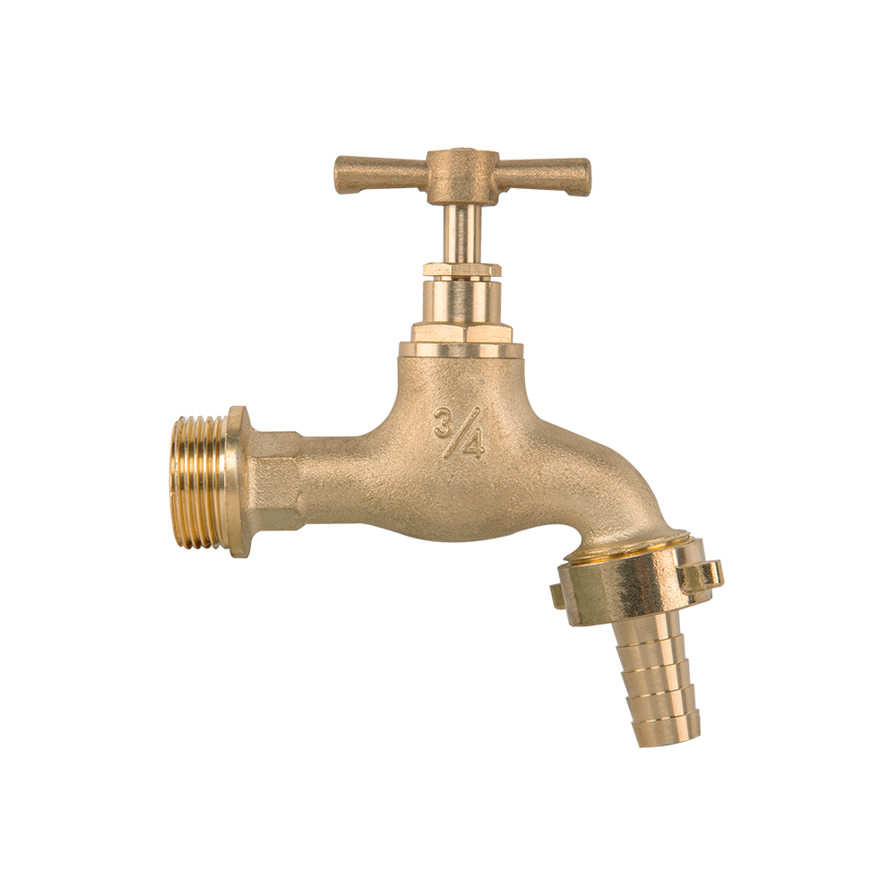 Garden Bib Brass 3/4in BSPM Inlet and 3/4in Outlet With 1/2in Hose Barb