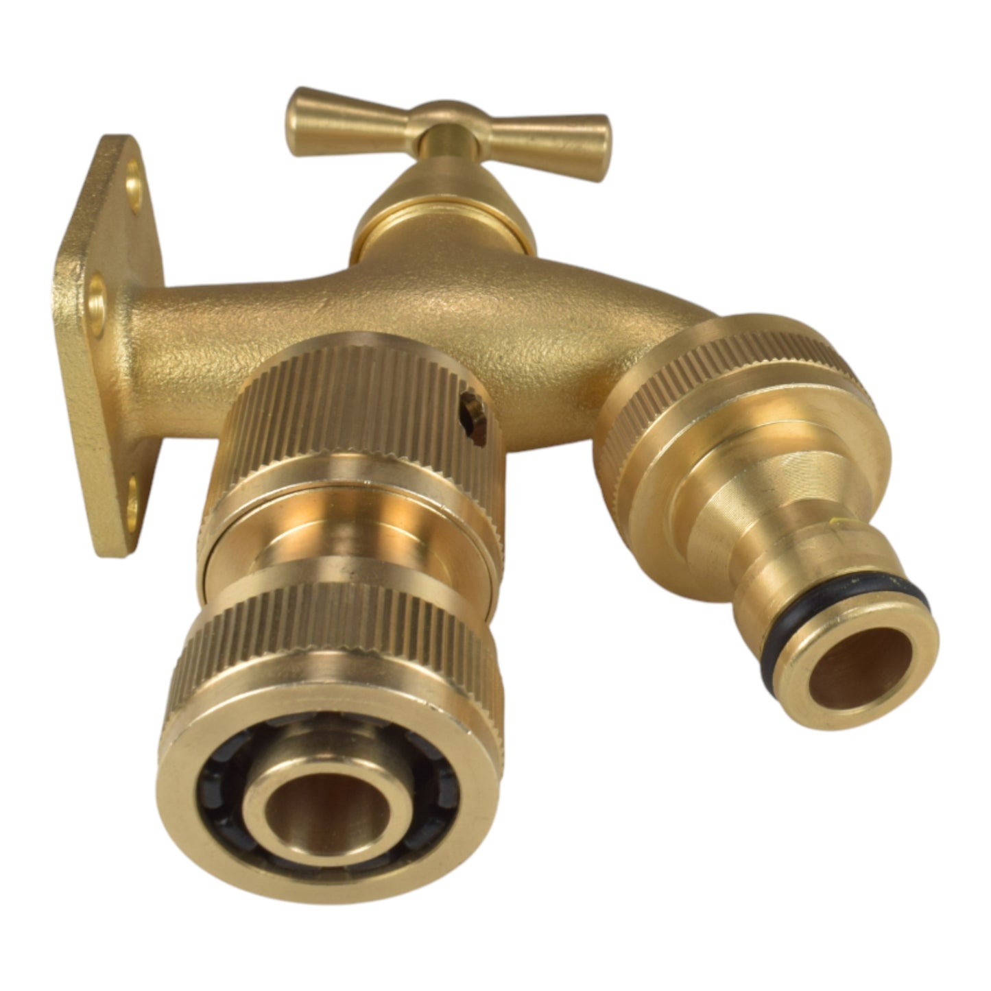 AP Supplies Brass Bib Tap with Quick Connect Inlet and Outlet and Hose Connector