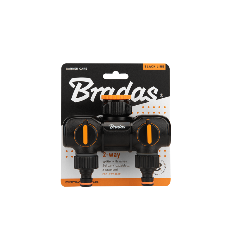 Two Way Tap Splitter with Valves Orange Black Garden Hose Pipe Hose Pipe Fitting