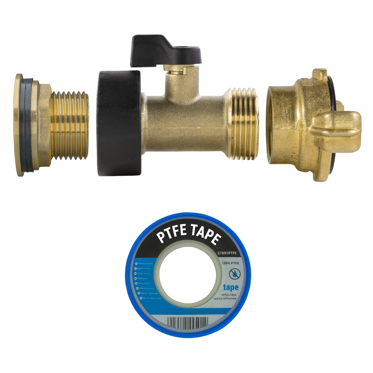 Water Butt Brass Kit 3/4in with Brass Valve + Geka Water Connector Claw Coupling