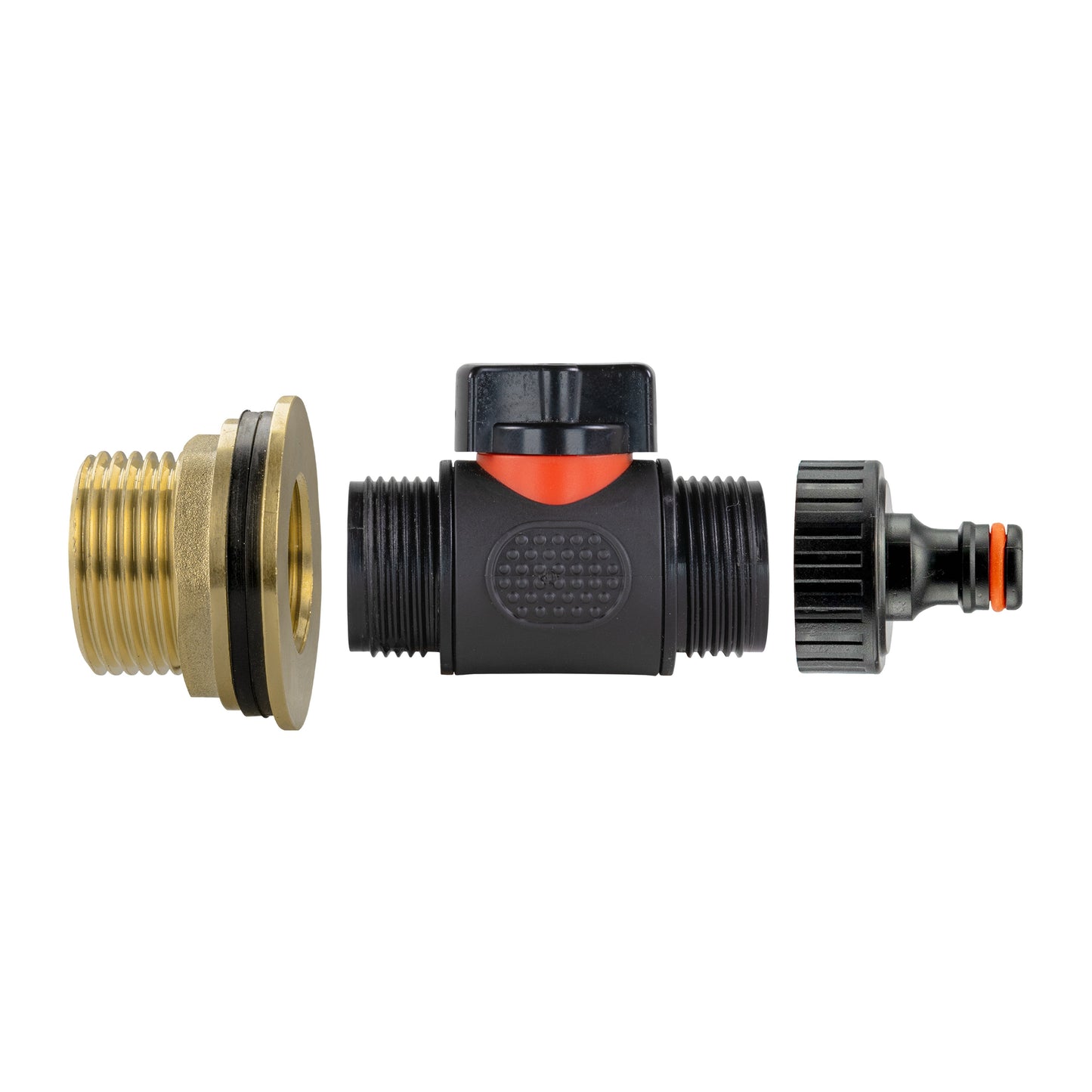 Water Butt Brass Kit 1in with In-Line Valve + Quick Connect Outdoor Watering Kit