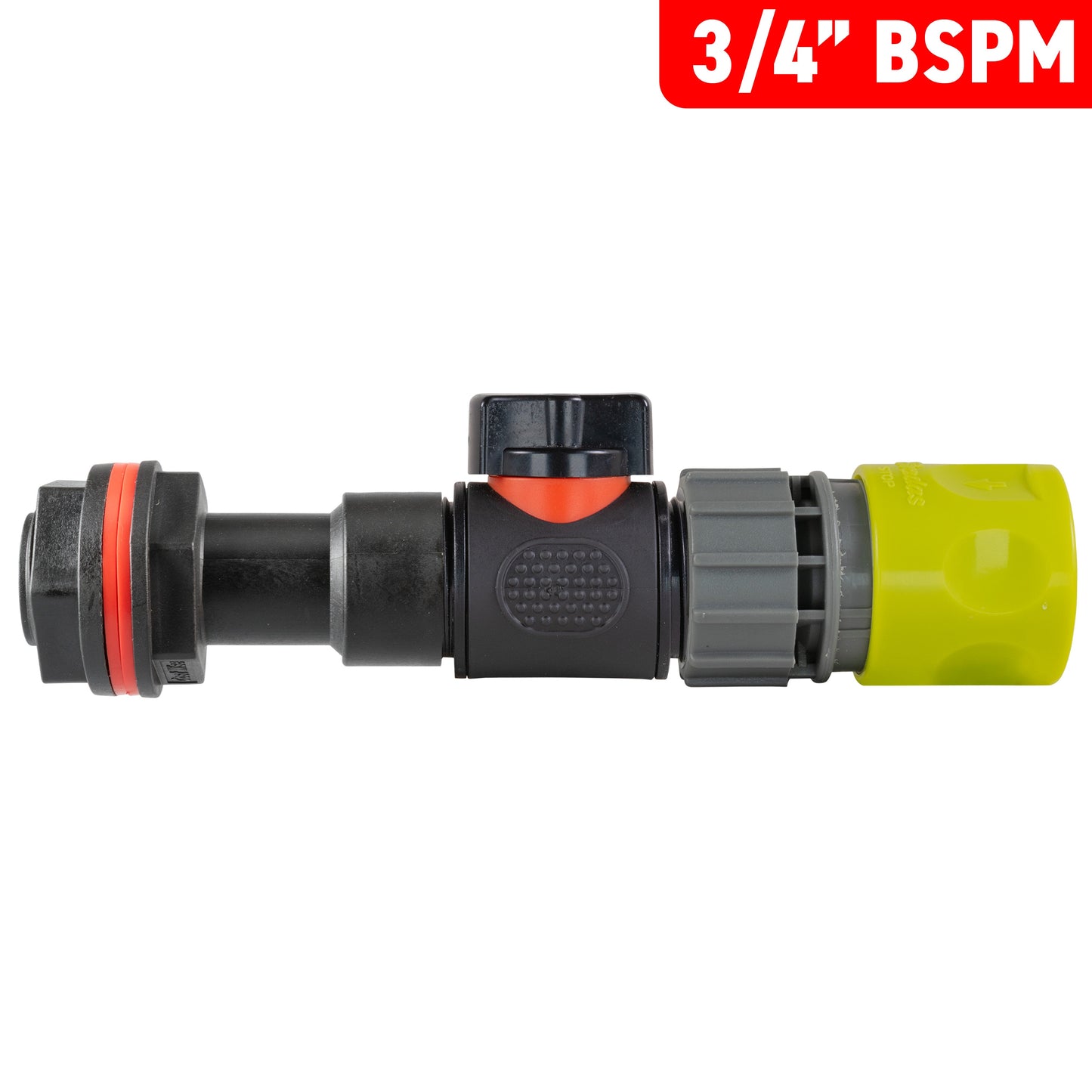 Water Butt Extension Kit 3/4in with In-Line Valve + Female Quick Connector Lime