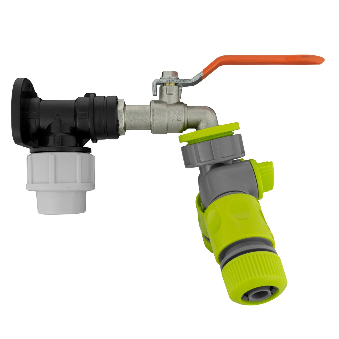 Wall Flange Kit 20mm MDPE - Lever Tap and Two Way Splitter and Connectors
