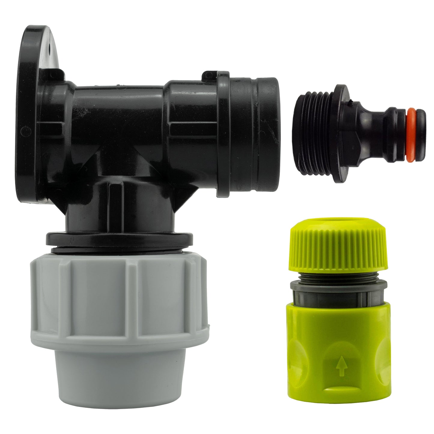 AP Supplies Wall Flange Kit 32mm MDPE + Male Click Lock + Hose Connector