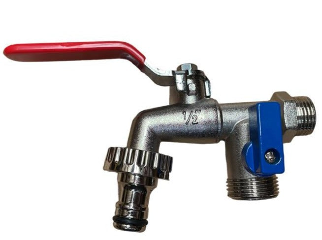 Double Garden Tap 1/2in BSPM Inlet Outdoor Watering Kit Outdoor Hose Accessory
