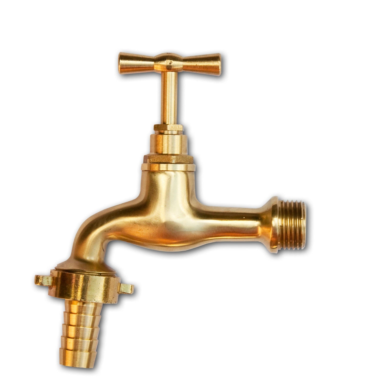Garden Tap Polished Brass 1/2in BSPM - 15mm Barb Brass Water Fitting Tap Adapter