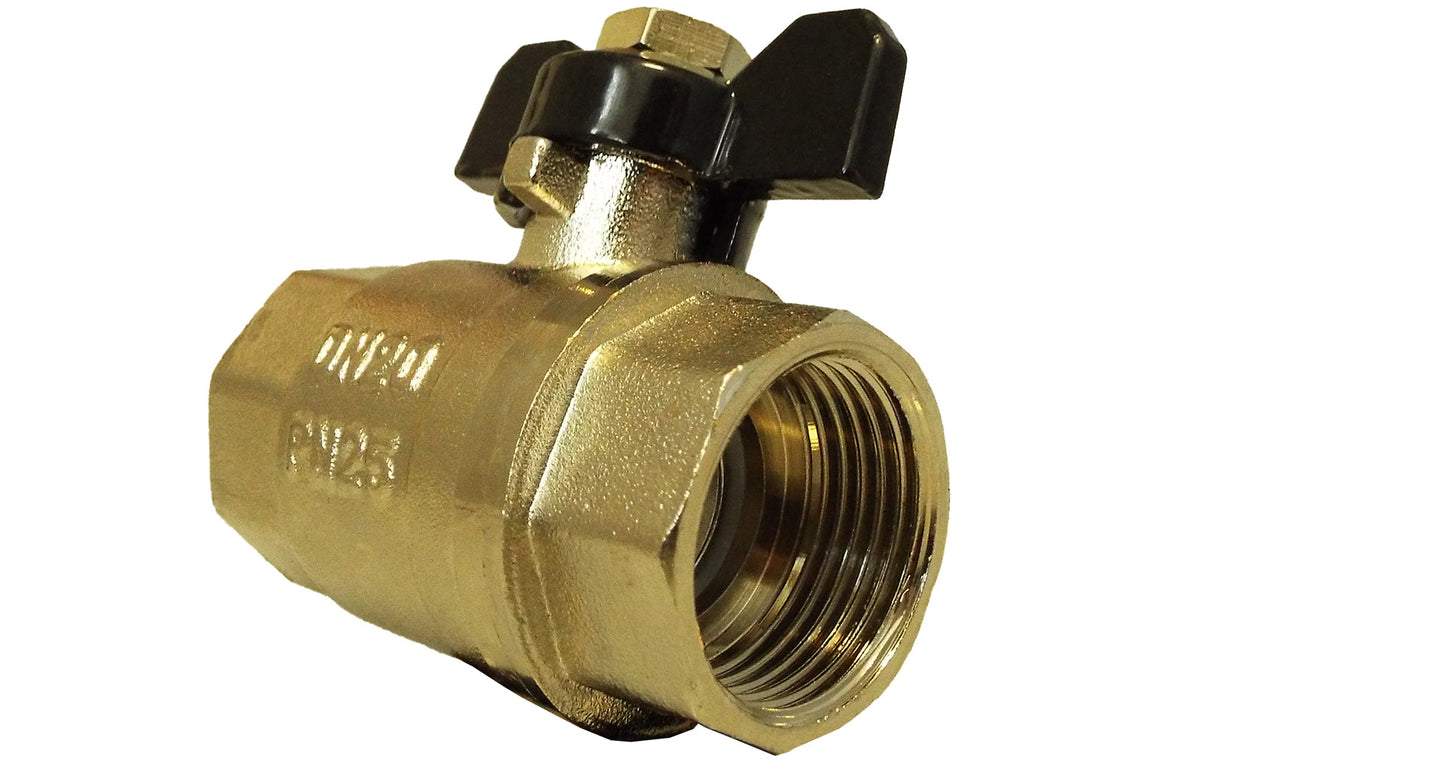 Brass Nickel-Plated Butterfly Valve 1/2in BSPF Hose Pipe Fitting Water Connector