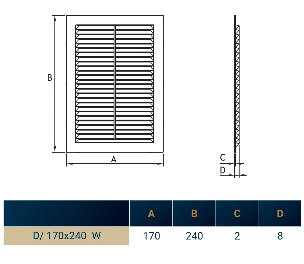 Louvre Vent D/170x240W 240mm X 170mm with Fly Screen for Home and Garden Use