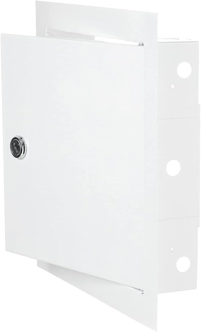 Access Panel Door Metal With Lock, White 200mm x 200mm for Home and Garden Use