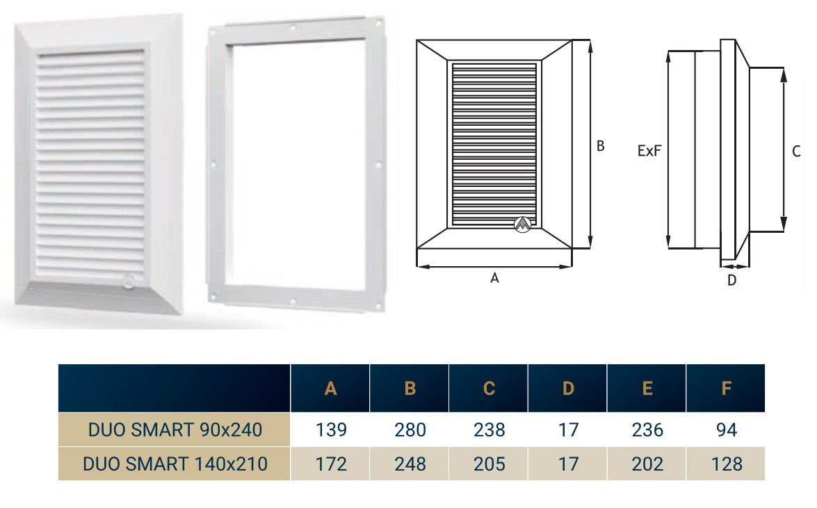 Louvre Vent Duo Smart 90/240 Brown 90mm x 240mm With Fly Mesh DIY Tool Accessory