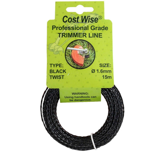 Strimmer Line Black Twist 1.6mm x 15m DIY Tool Accessory Home and Garden Use