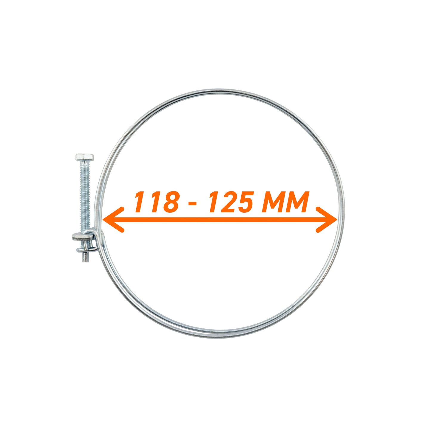 Double Wire Hose Clamp Galvanised 118mm-125mm for DIY Workshop Accessory