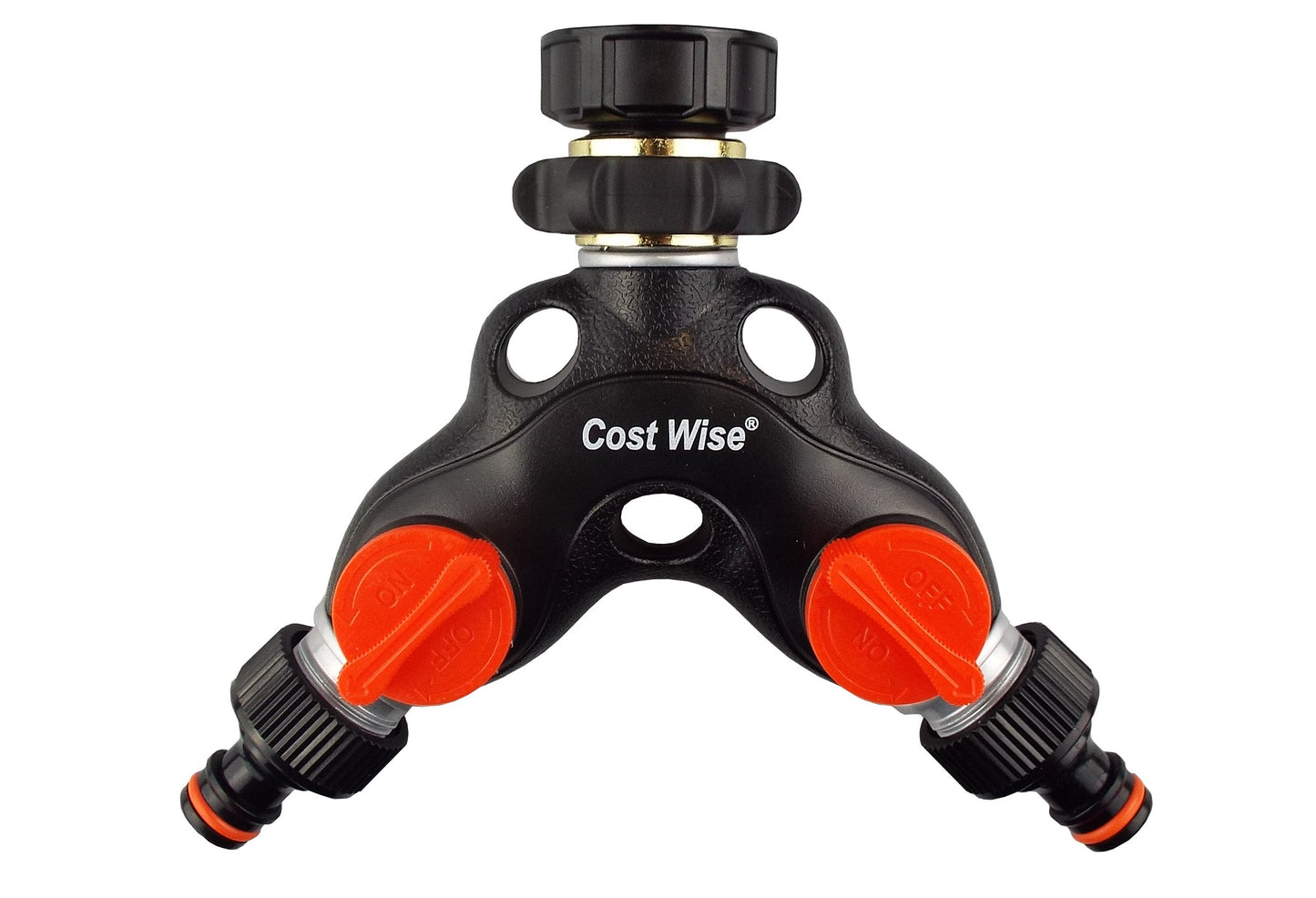 Double Tap Connector with Valves Metal Hose Pipe Fitting Drip Irrigation Fitting