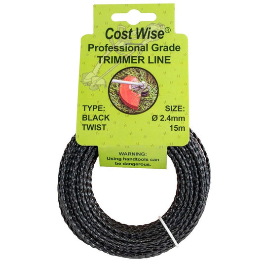 Strimmer Line Black Twist 2.4mm x 15m Micro Watering System Home and Garden Use