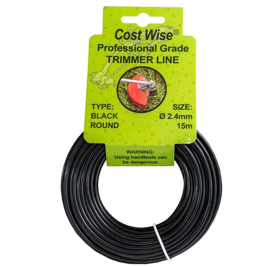 Strimmer Line Black Round 2.4mm x 15m DIY Workshop Accessory Home and Garden Use