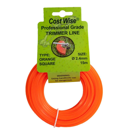 Strimmer Line Orange Square 2.4mm x 15m Micro Watering System DIY Tool Accessory