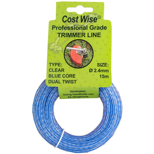 Strimmer Line Dual Blue Twist 2.4mm x 15m DIY Tool Accessory Home and Garden Use