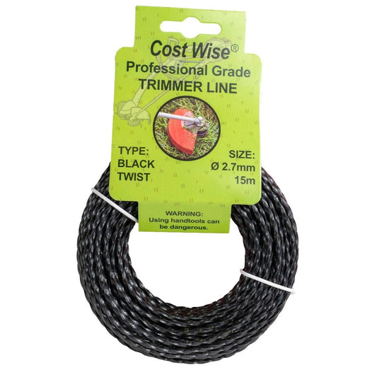 Strimmer Line Black Twist 2.7mm x 15m DIY Tool Accessory Home and Garden Use