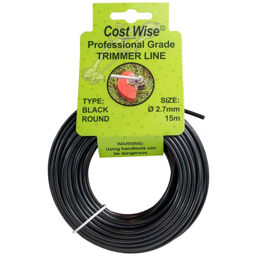 Strimmer Line Black Round 2.7mm x 15m DIY Workshop Accessory Home and Garden Use