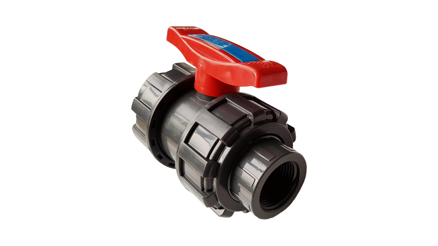 PVC Double Union 1in BSPF Stopcock Drip Irrigation Fitting Garden Irrigation Kit