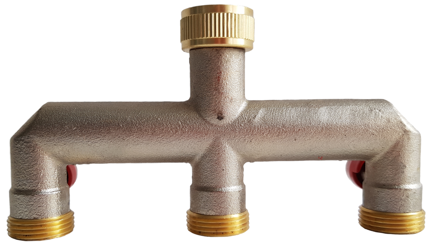 Three Way Tap Splitter Brass 3/4in BSP Hose Pipe Fitting Drip Irrigation Fitting