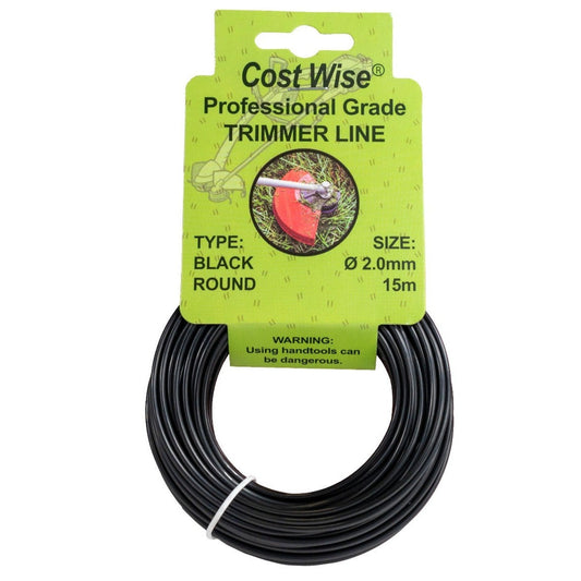 Strimmer Line Black Round 2mm x 15m DIY Workshop Accessory Home and Garden Use