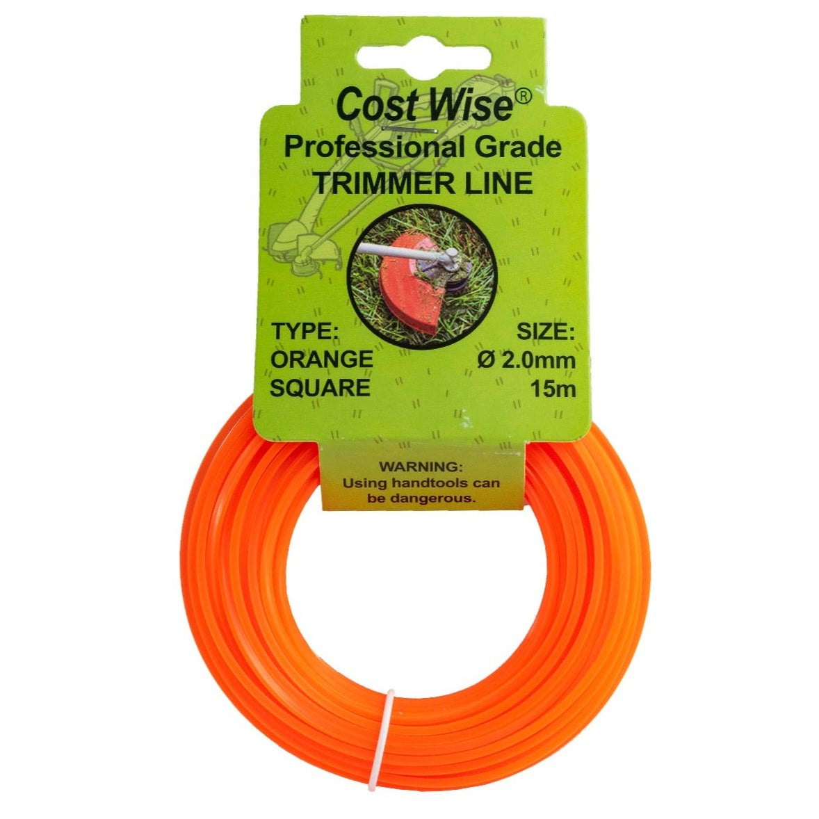 Strimmer Line Orange Square 2mm x 15m DIY Tool Accessory Home and Garden Use