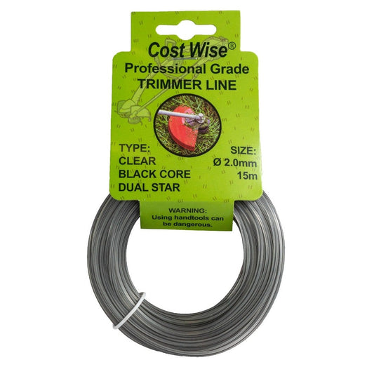 Strimmer Line Dual Black Star 2mm x 15m DIY Tool Accessory Home and Garden Use