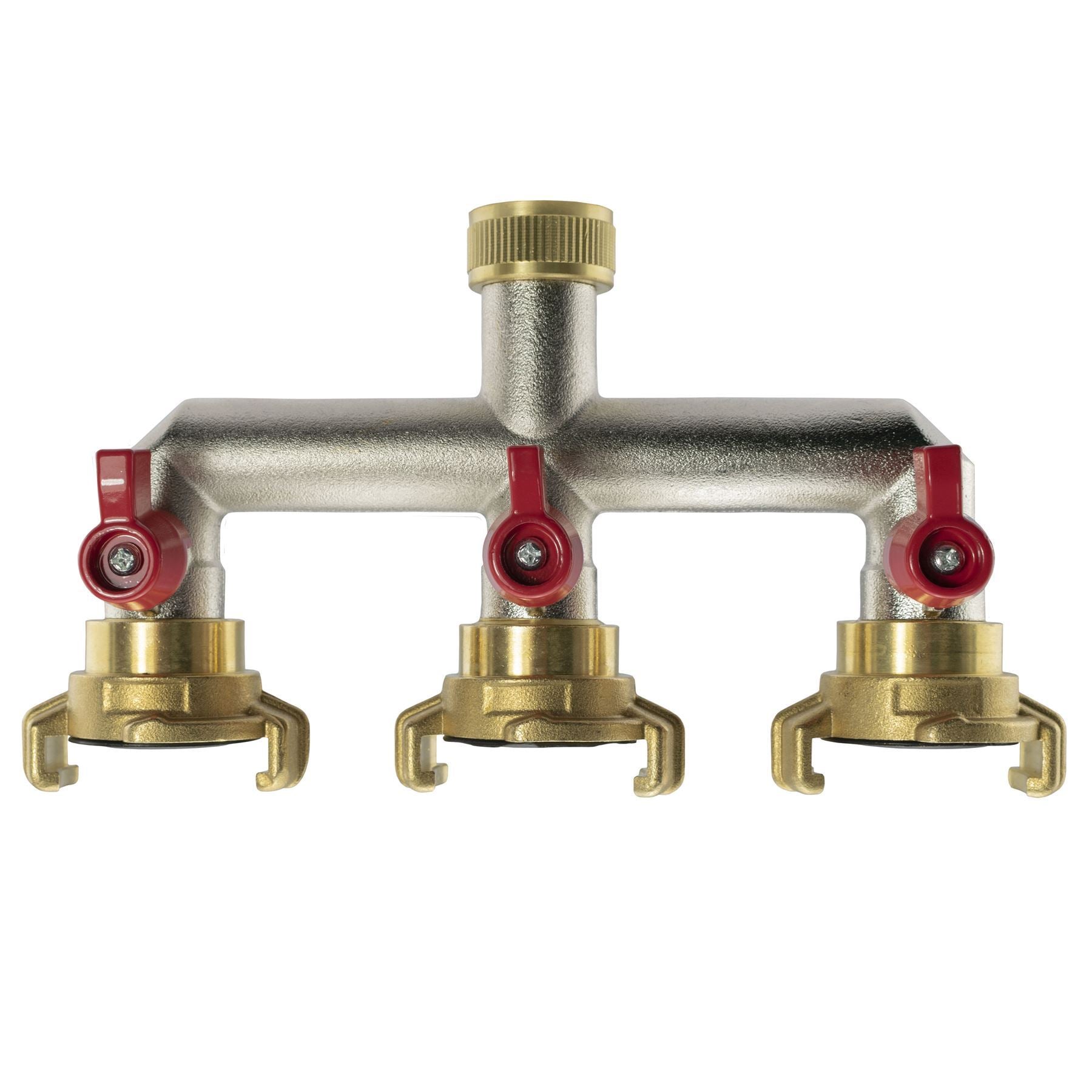 AP Supplies Three Way Tap Splitter Brass 3/4" BSP with Geka Type Outlets