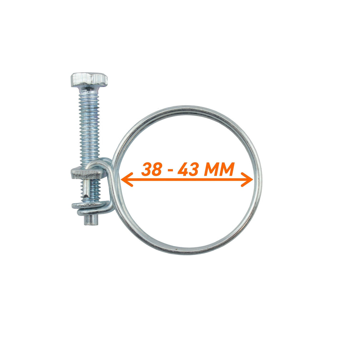 Double Wire Hose Clamp Galvanised 38mm-43mm for DIY Workshop Accessory