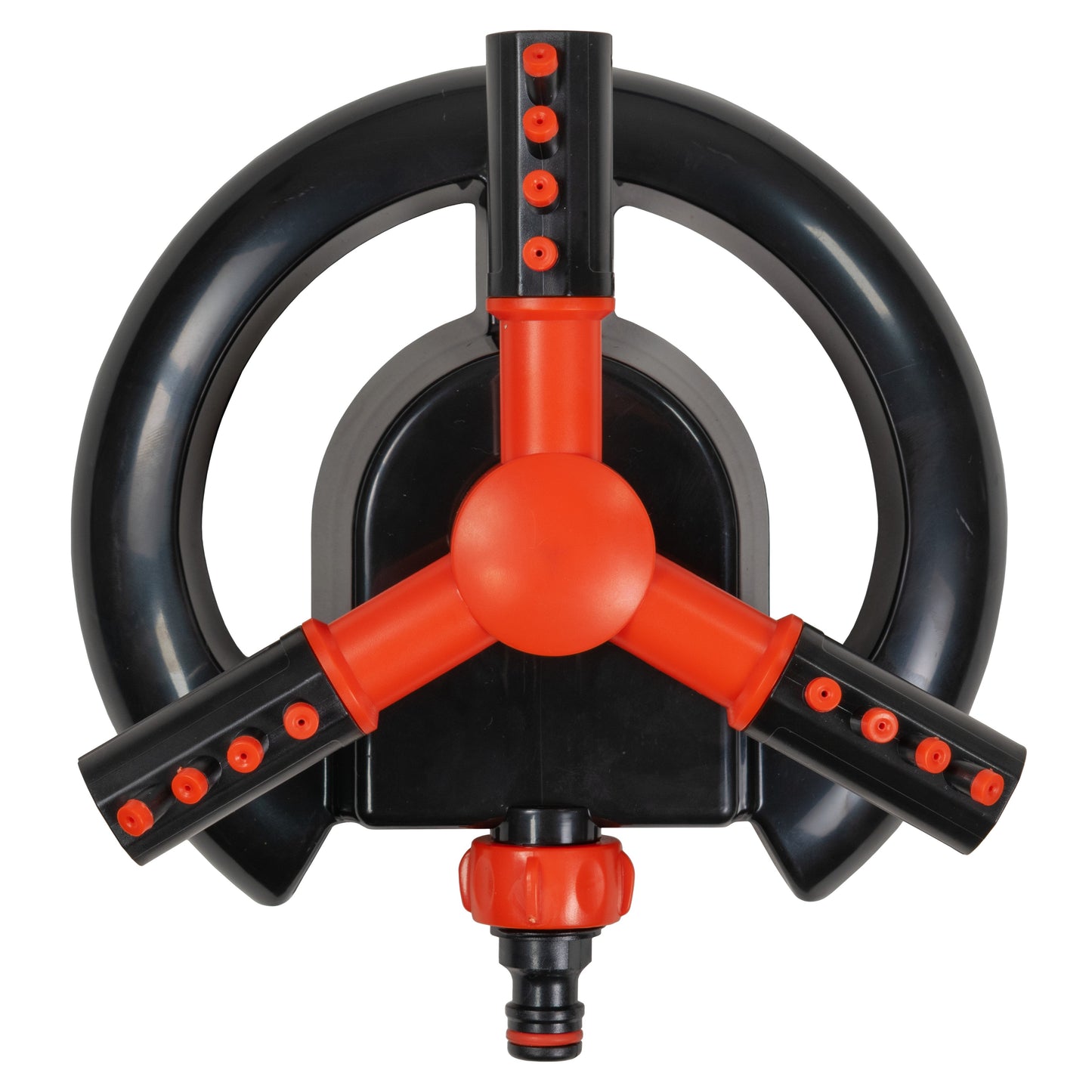 Cost Wise 3-Arm Adjustable Rotating Lawn Sprinkler Black Orange Water Connector
