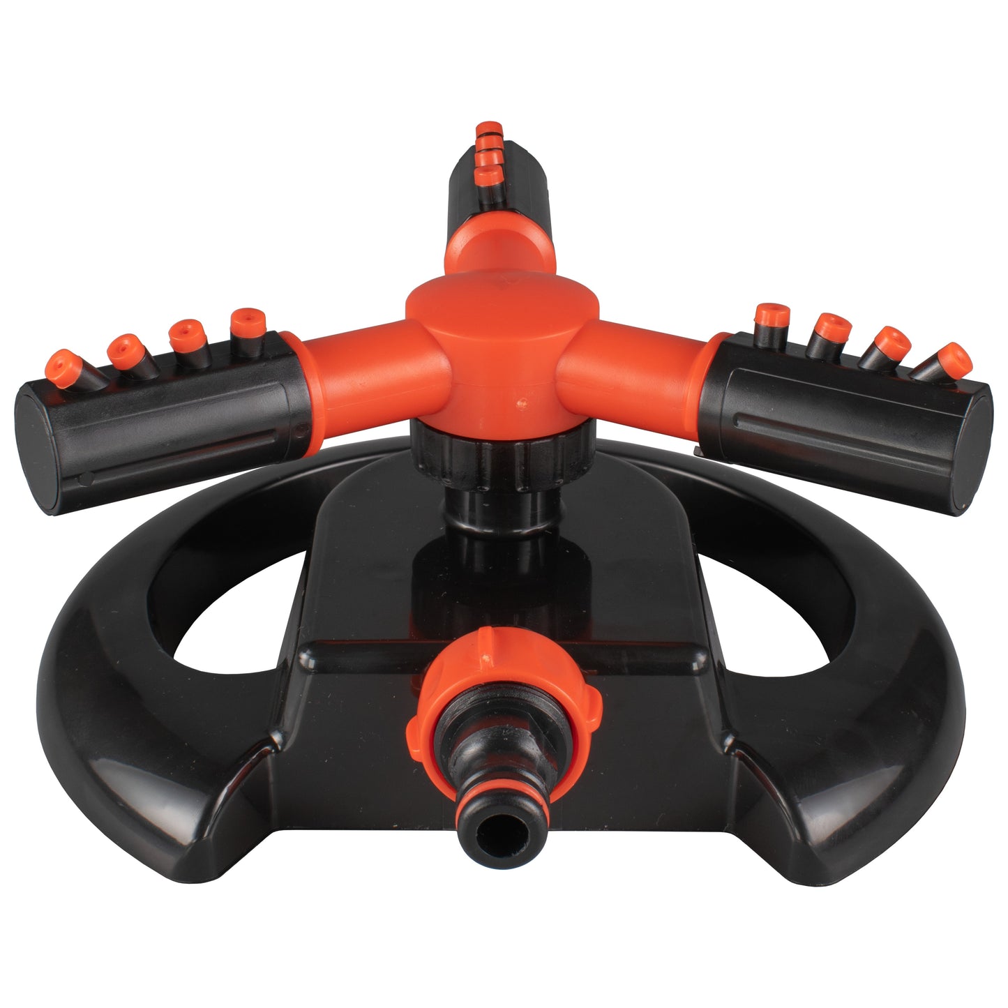 Cost Wise 3-Arm Adjustable Rotating Lawn Sprinkler Black Orange Water Connector