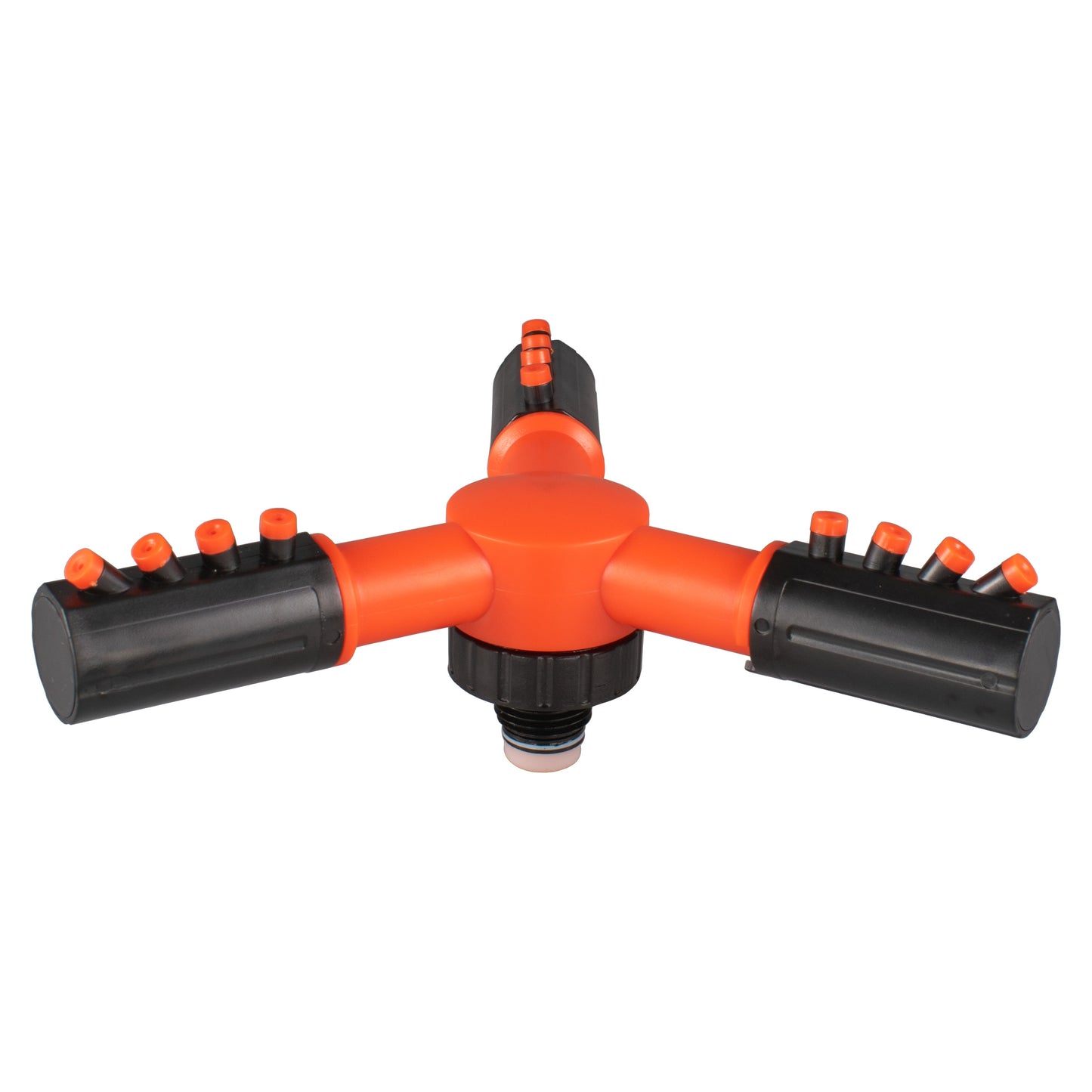 Cost Wise 3-Arm Adjustable Rotating Lawn Sprinkler Black Orange Water Connector