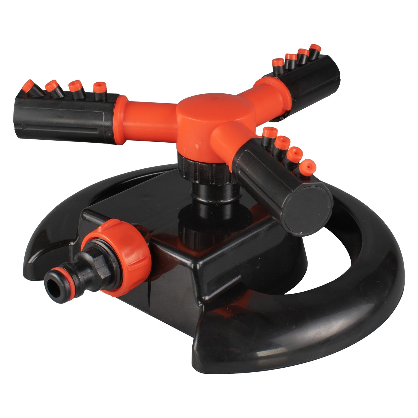 Cost Wise 3-Arm Adjustable Rotating Lawn Sprinkler Black Orange Water Connector