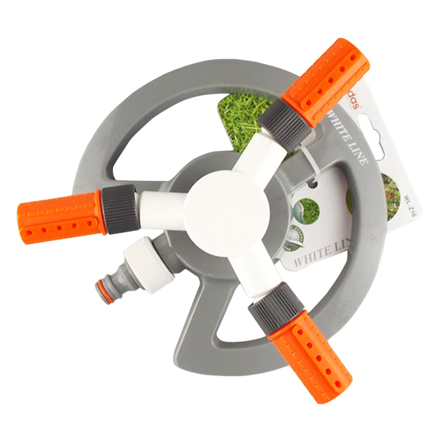Bradas 3-Arm Revolving Sprinkler White Line Outdoor Watering Kit Water Connector