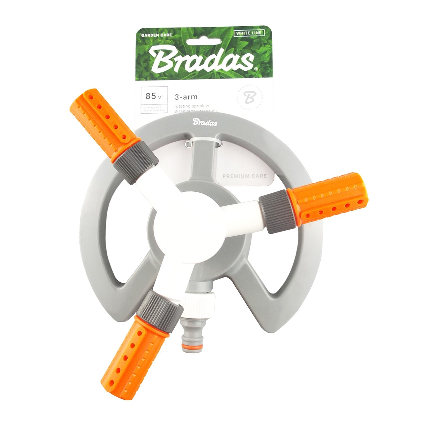 Bradas 3-Arm Revolving Sprinkler White Line Outdoor Watering Kit Water Connector