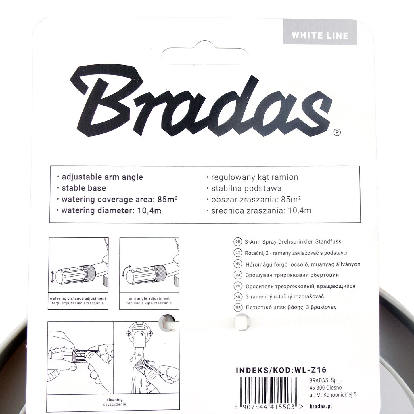 Bradas 3-Arm Revolving Sprinkler White Line Outdoor Watering Kit Water Connector