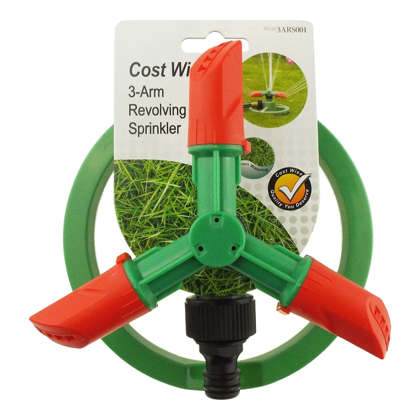 Cost Wise 3-Arm Revolving Sprinkler Outdoor Watering Kit Outdoor Hose Accessory