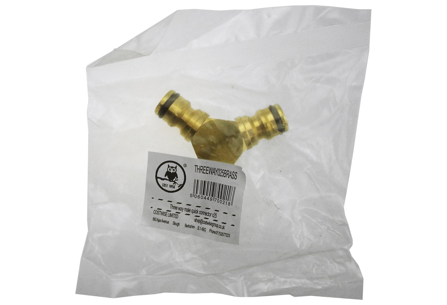 3 Way Male Snap-On Connector Brass Pipe and Water Fitting Garden Water Connector
