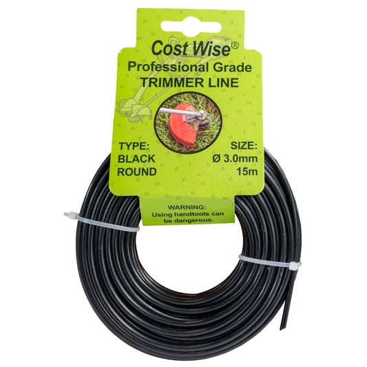 Strimmer Line Black Round 3mm x 15m DIY Workshop Accessory Home and Garden Use