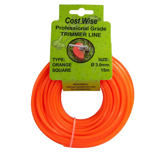 Strimmer Line Orange Square 3mm x 15m DIY Tool Accessory Home and Garden Use