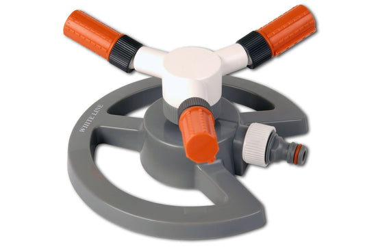 Bradas 3-Arm Revolving Sprinkler White Line Outdoor Watering Kit Water Connector