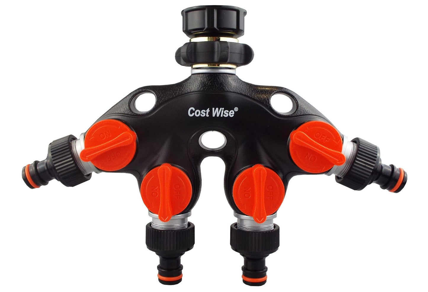 4 Way Tap Connector with Valves Metal Outdoor Watering Kit Garden Irrigation Kit