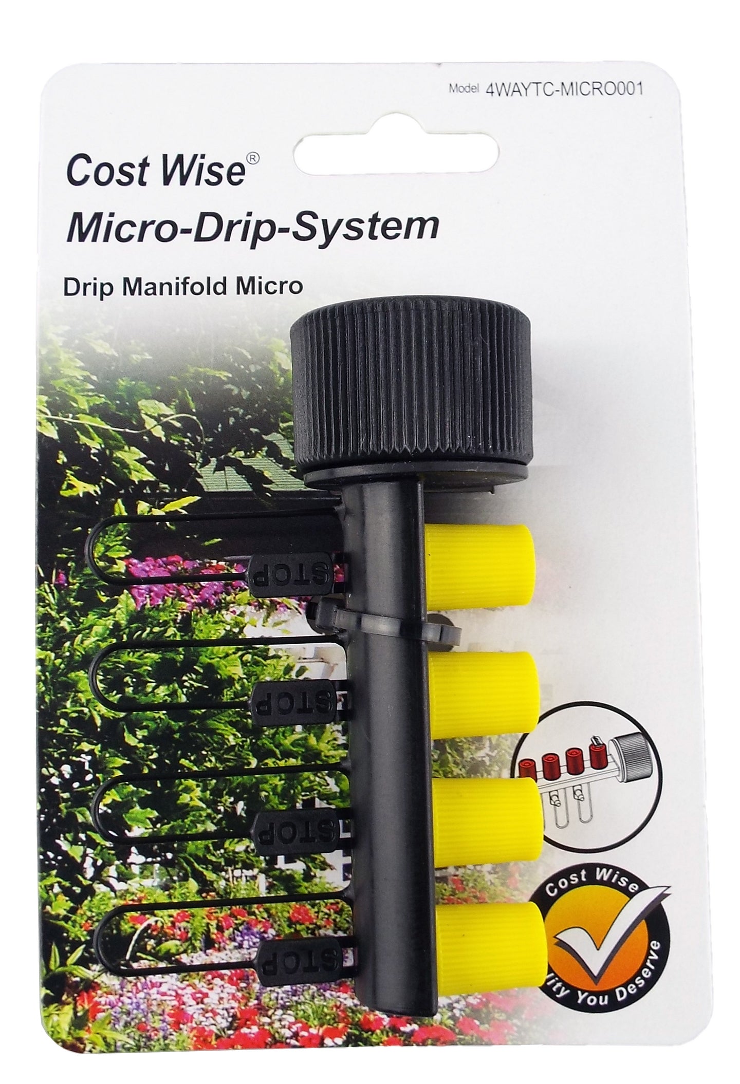 4-Way Manifold for Micro Irrigation Tube Outdoor Watering Kit BSP Thread Fitting