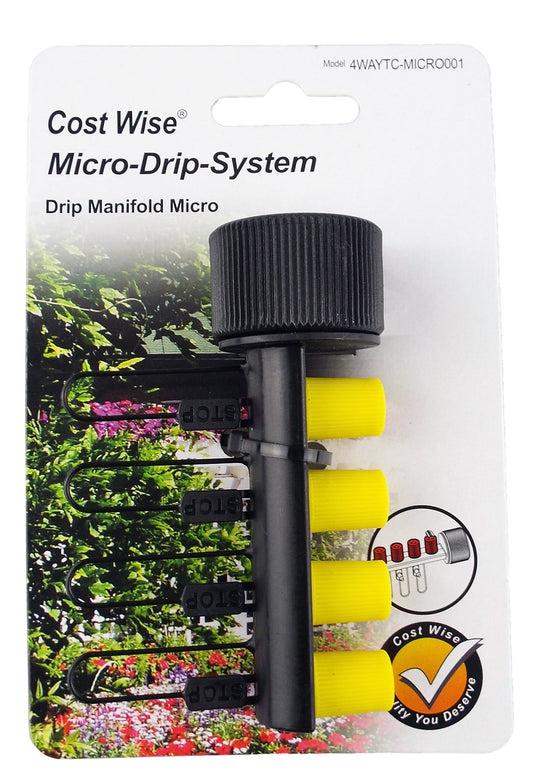 4-Way Manifold for Micro Irrigation Tube Outdoor Watering Kit BSP Thread Fitting