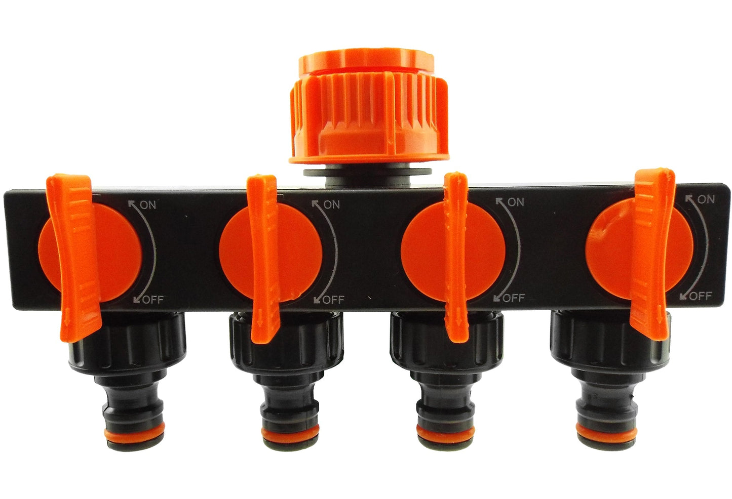 AP Supplies 4-Way Splitter with Valves Black/Orange