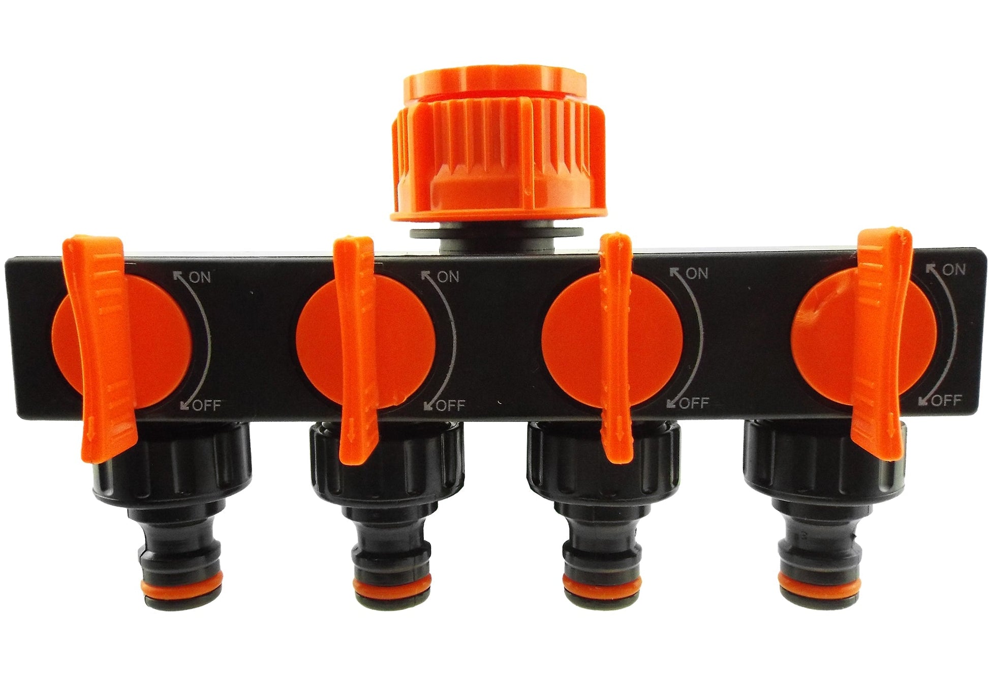 AP Supplies 4-Way Splitter with Valves Black/Orange