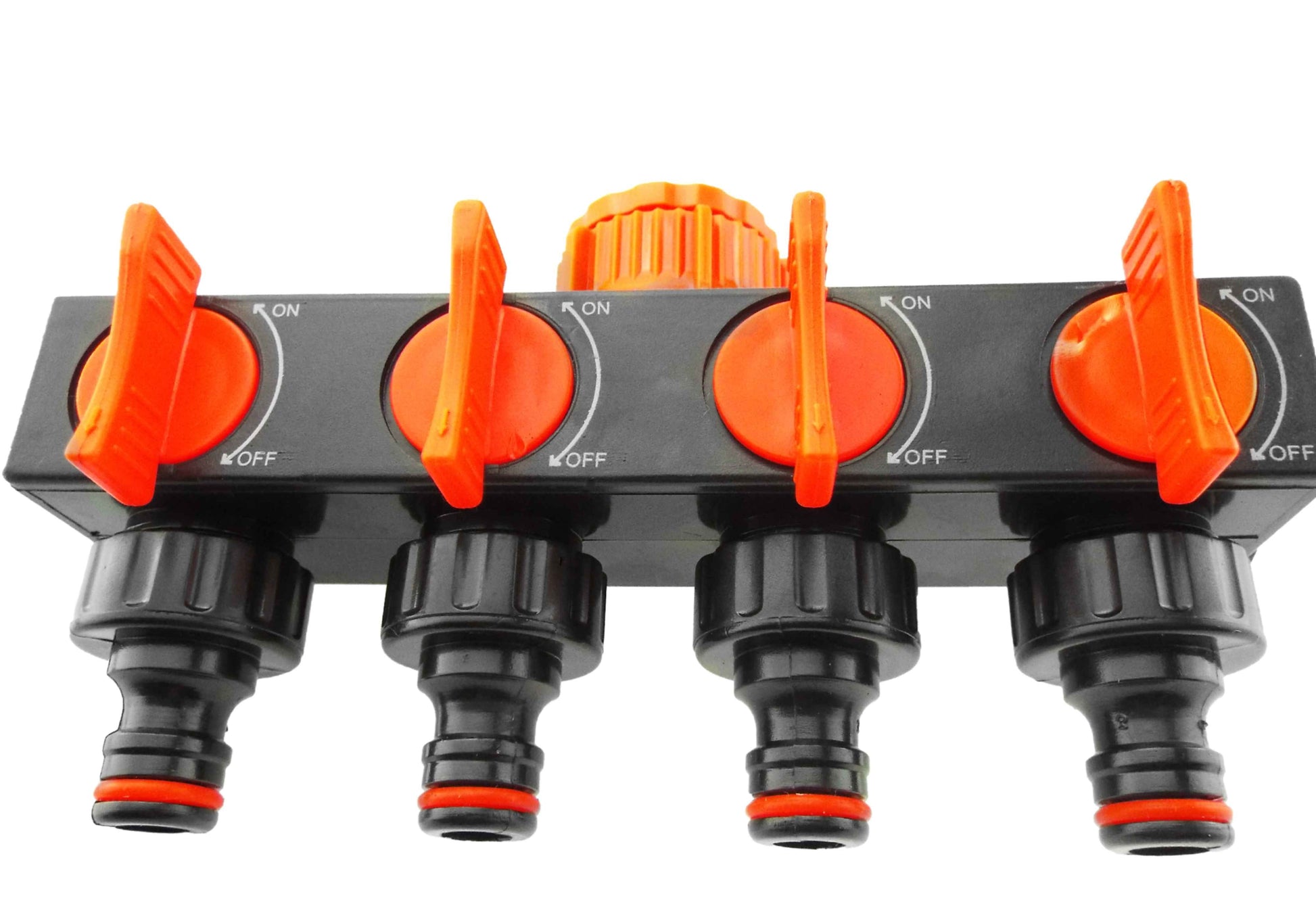 AP Supplies 4-Way Splitter with Valves Black/Orange