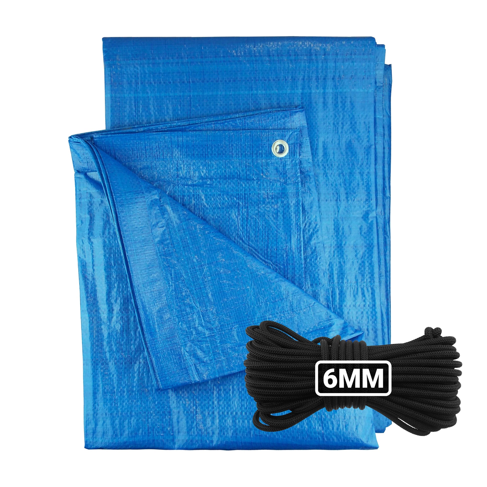 AP Supplies Blue S-Grade Tarpaulin with 10 Metres of 6mm Bungee Rope - 1m x 1m