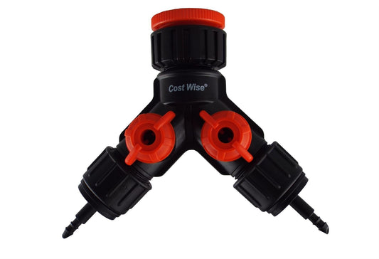 AP Supplies Double Tap Connector with Valves & 4mm Micro Barb Outlets